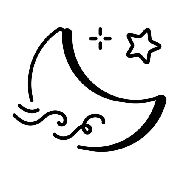 Ilustración Vectorial Una Luna Negra Con Una Estrella Sobre Fondo — Vector de stock