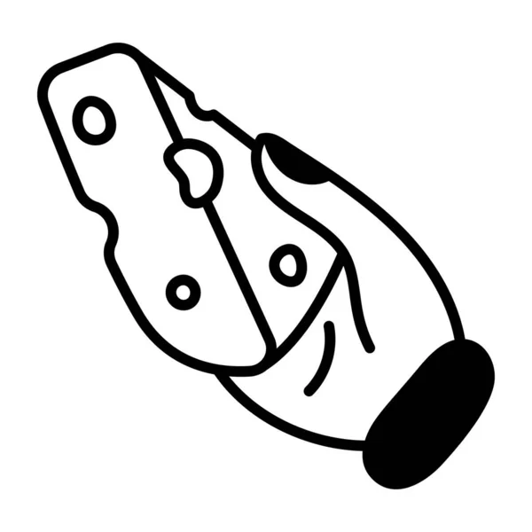 Ilustração Vetorial Queijo Mão Segurando — Vetor de Stock