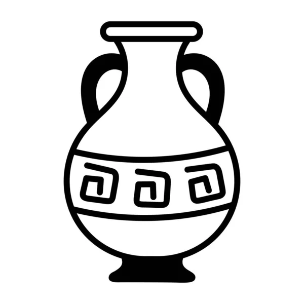 希腊花瓶图标 轮廓风格 — 图库矢量图片