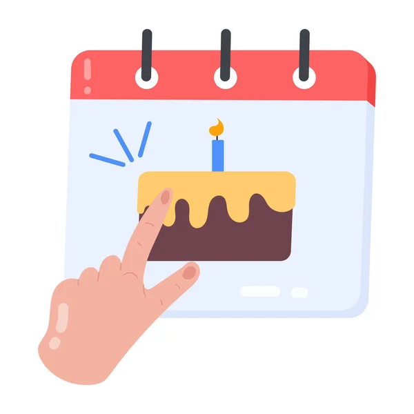 Ręka Kalendarzem Tort Urodzinowy Ilustracja Wektor — Wektor stockowy