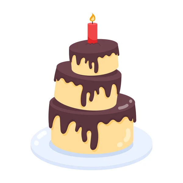 stock vector delicious chocolate cake with candle 