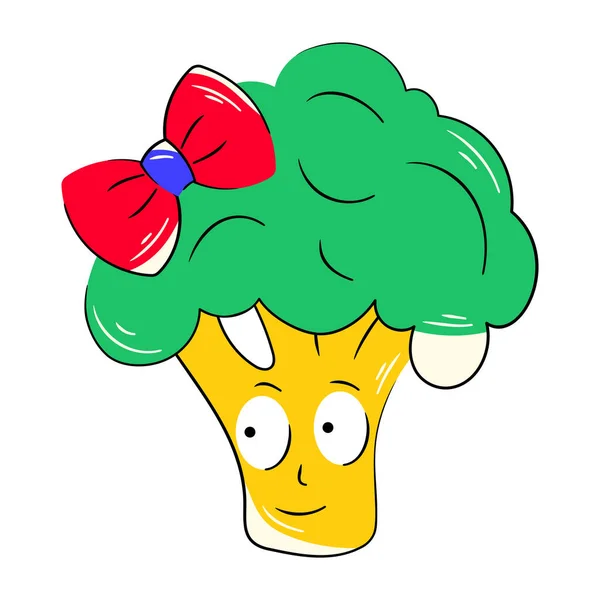 Beyaz Arkaplanda Komik Brokoli — Stok Vektör