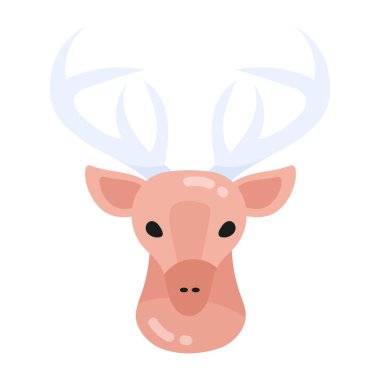 geyik başı renkli çizgi film simgesi, vektör illüstrasyonu 