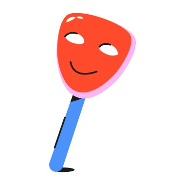 maskeli renkli çizgi film simgesi, vektör illüstrasyonu 