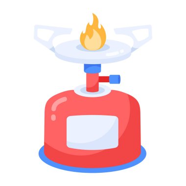 gaz yakıcı renkli çizgi film simgesi, vektör illüstrasyonu 