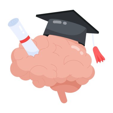 Diplomalı beyin ve mezuniyet şapkası.. 