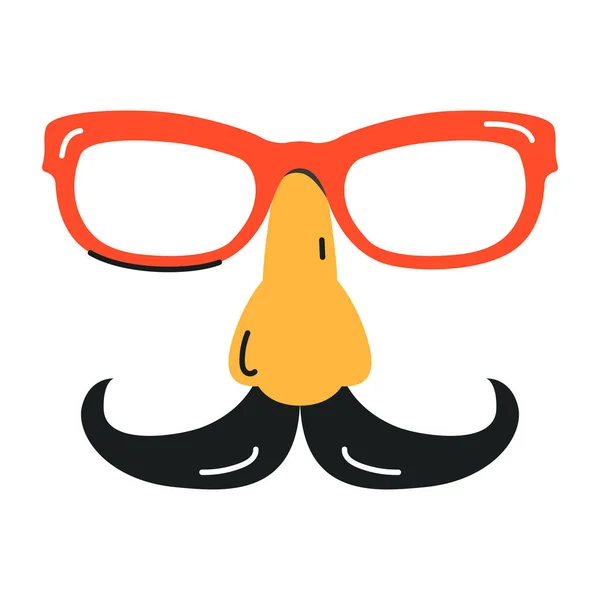 Schnurrbart Und Brille Bunte Cartoon Ikone Vektorillustration — Stockvektor
