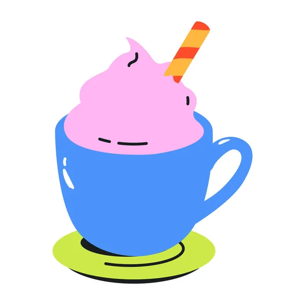 Milkshake Dalam Cup Warna Warni Ikon Kartun Vektor Ilustrasi - Stok Vektor