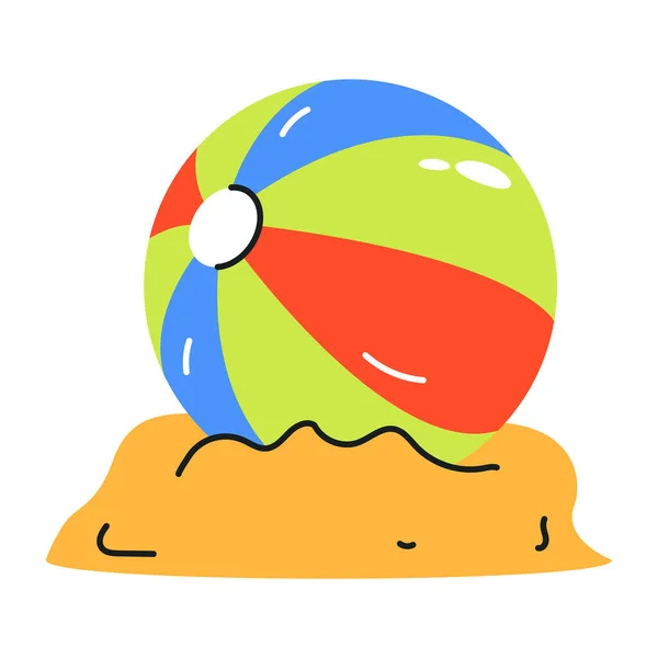 Пляжный Мяч Красочная Икона Мультфильма Векторная Иллюстрация — стоковый вектор