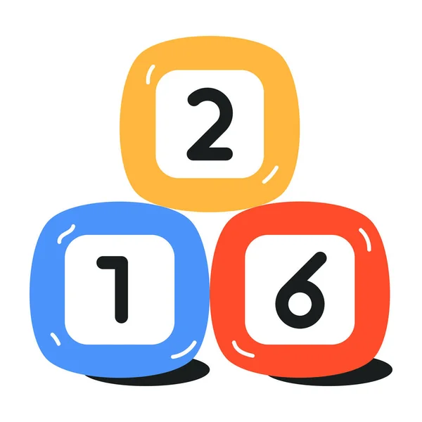 Cubos Com Números Colorido Desenho Animado Ícone Ilustração Vetorial — Vetor de Stock
