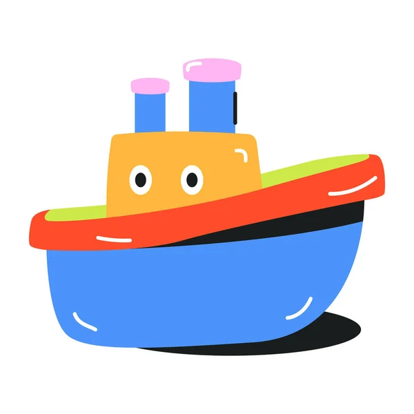 Cartoon Vector Illustratie Van Een Speelgoedboot Een Witte Achtergrond — Stockvector