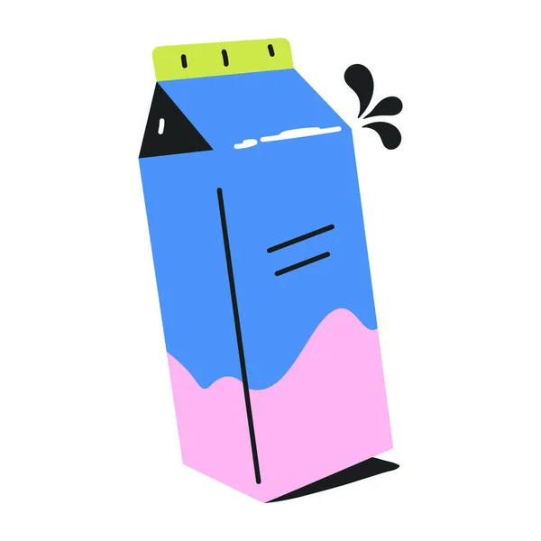 Pudełko Tekturowe Mleko Kolorowe Ikona Kreskówki Ilustracja Wektor — Wektor stockowy