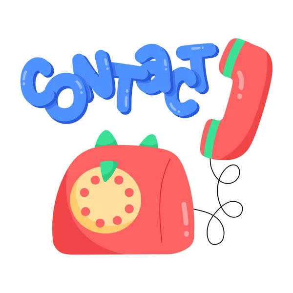 Kontakt Telefon Bunte Cartoon Symbol Vektorillustration — Stockvektor
