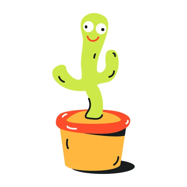 Cactus Souriant Plante Colorée Icône Dessin Animé Illustration Vectorielle — Image vectorielle