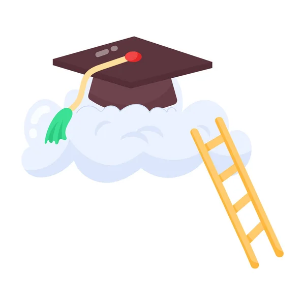 Graduation Concept Graduation Hat Cloud Ladder — Stock Vector