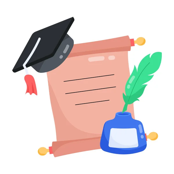 School Onderwijs Concept Met Diploma Hoed Vector Illustratie Grafisch Ontwerp — Stockvector