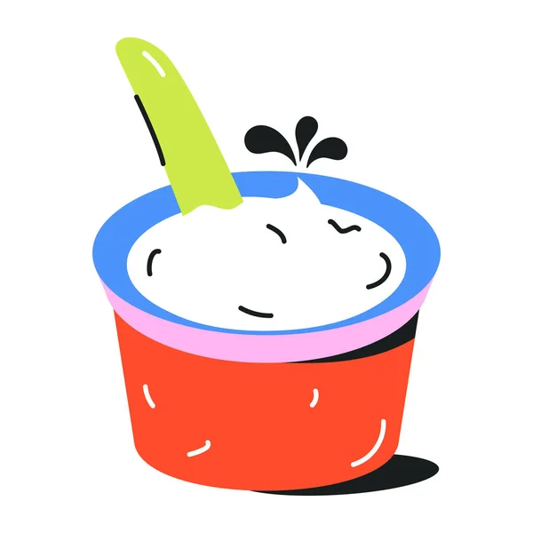 Dibujos Animados Color Plano Tazón Yogur — Vector de stock