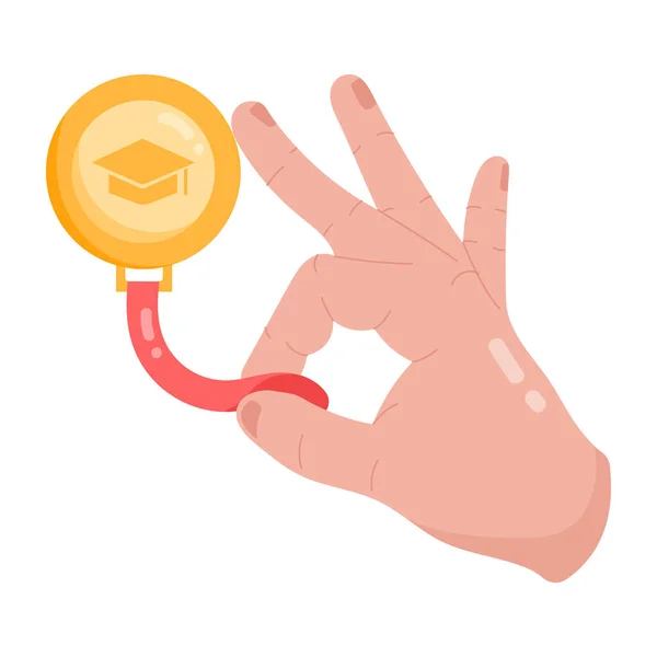 Hand Holding Golden Coin Vector Illustration Simple Design — Stock Vector