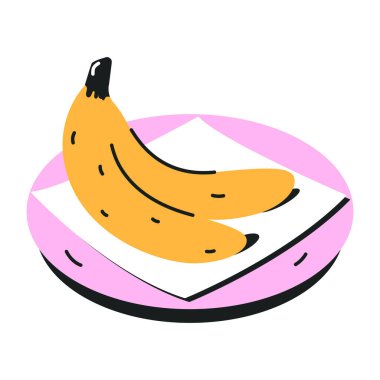 Tabağa muz çizilmiş.