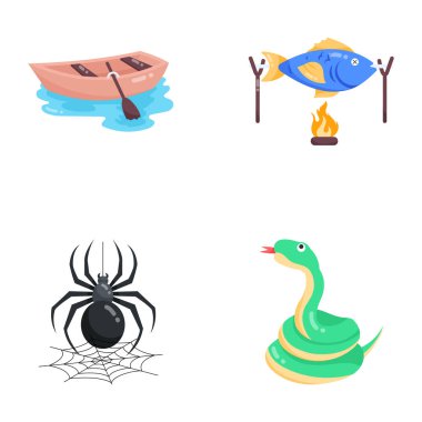 Deniz ve okyanus sembollerinin izole edilmiş bir nesnesi. Deniz ve deniz vektör simgeleri kümesi