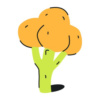 Beyaz üzerine izole edilmiş brokoli çizimi 