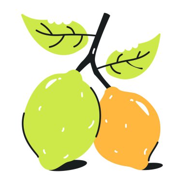 vektör yeşil ve sarı meyve simgesi
