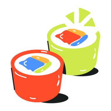 Suşi ruloları, vektör basit çizim. 