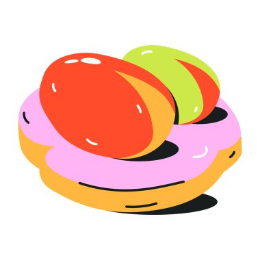 beyaz arkaplanda izole edilmiş taze ve lezzetli meyve, vektör illüstrasyonu 