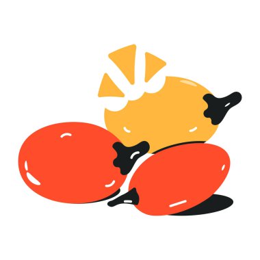 beyaz arkaplanda izole edilmiş taze ve lezzetli meyve, vektör illüstrasyonu 