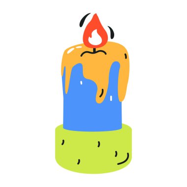 beyaz arkaplanda mum yakma çizgi filmi