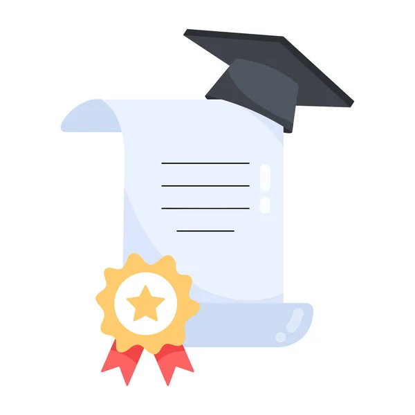Ícone Certificado Diploma Graduação Estilo Plano — Vetor de Stock