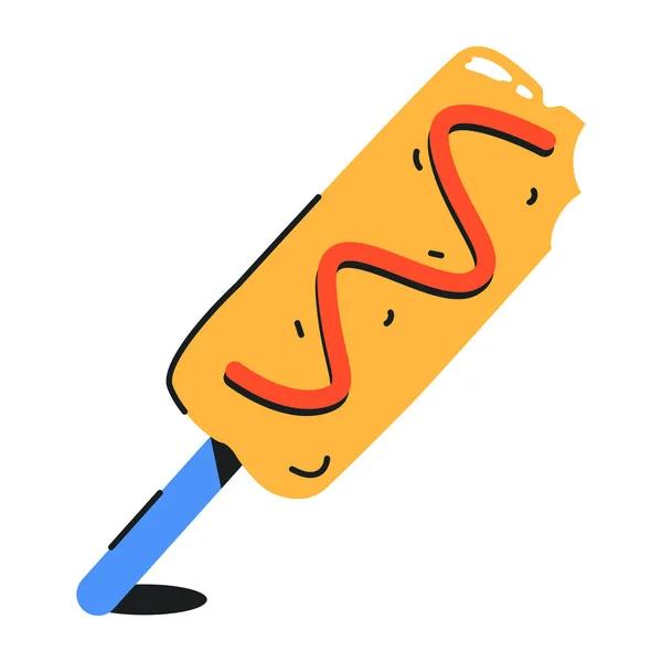 Hotdog Ikone Gefülltem Outline Stil — Stockvektor