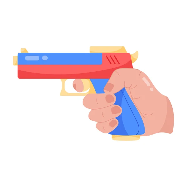 Hand Hält Waffe Ikone Cartoon Stil — Stockvektor