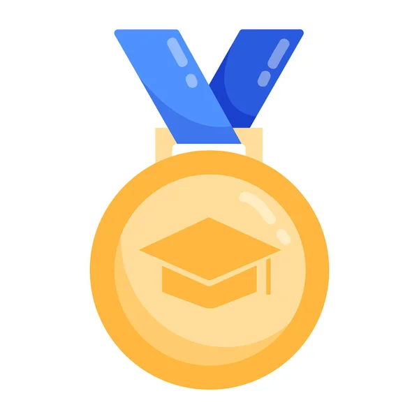 白地に卒業キャップ付きメダル — ストックベクタ