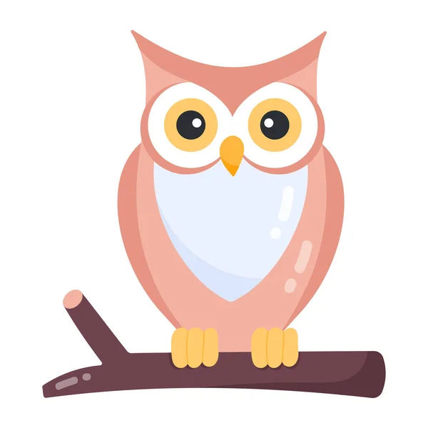 Cute Owl Branch Cartoon Isolated Vector Design — 스톡 벡터