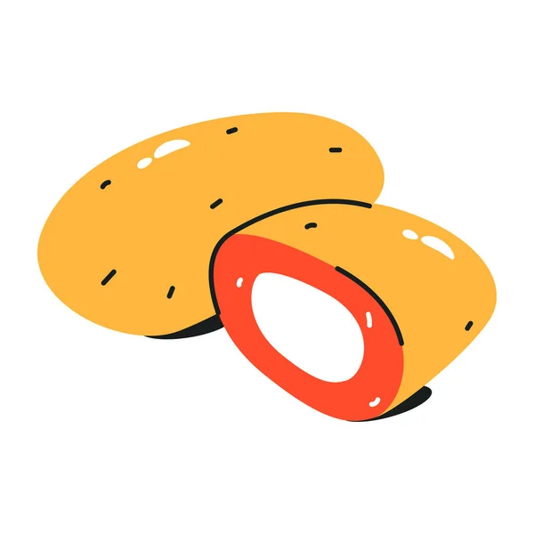 Donut Desenhos Animados Retro Cor Plana — Vetor de Stock