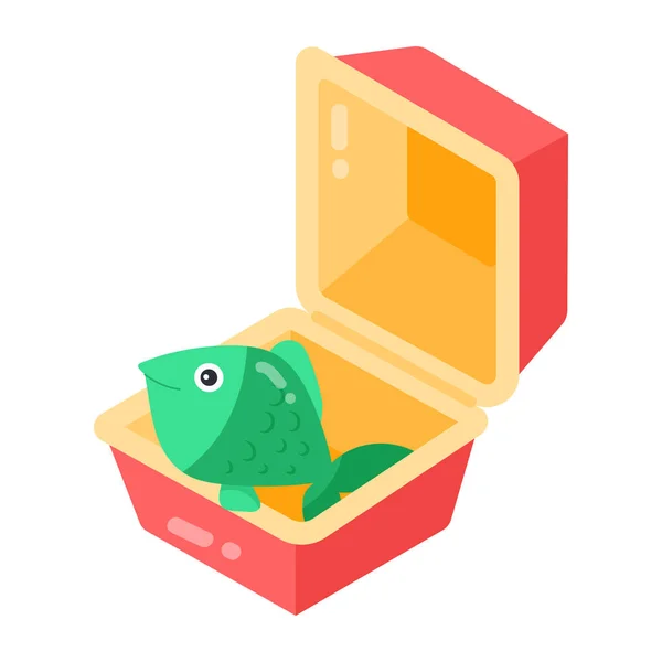 Ryba Krabici Ikona Izolované Bílém Pozadí — Stockový vektor