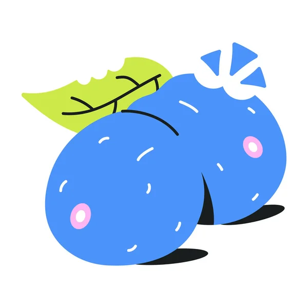 Vector Illustration Blue Berries Leaf — Stock Vector