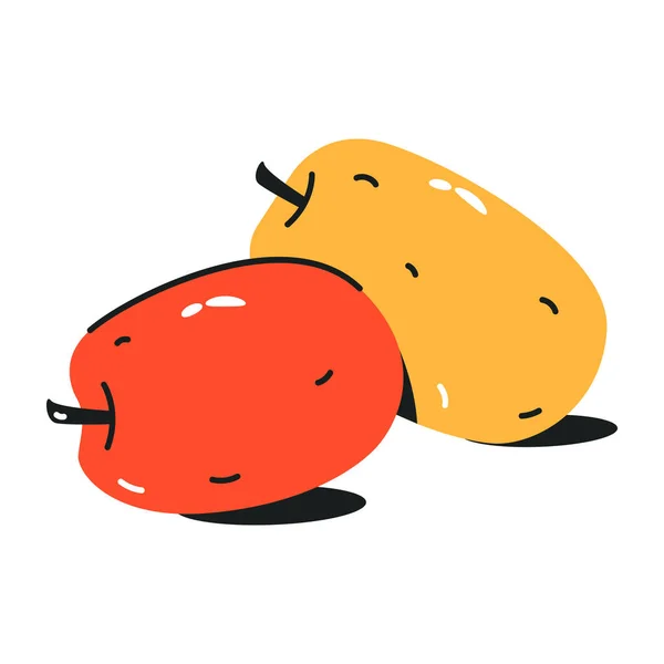 白を基調とした赤とオレンジの漫画の果物 — ストックベクタ