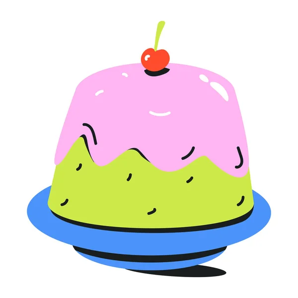 Νόστιμο Cupcake Κεράσι Στην Κορυφή — Διανυσματικό Αρχείο