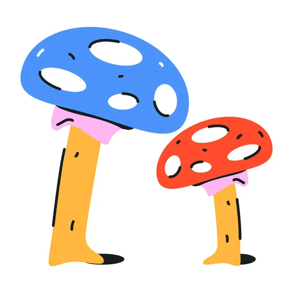 Doodle Desenho Animado Cogumelo — Vetor de Stock