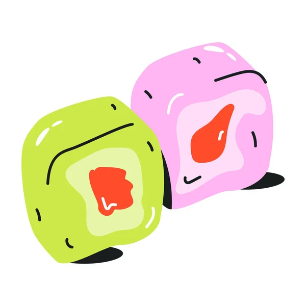 Cartoon Doodle Van Sushi Witte Achtergrond — Stockvector