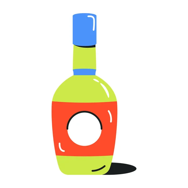 Ilustrasi Warna Datar Dari Botol Alkohol - Stok Vektor