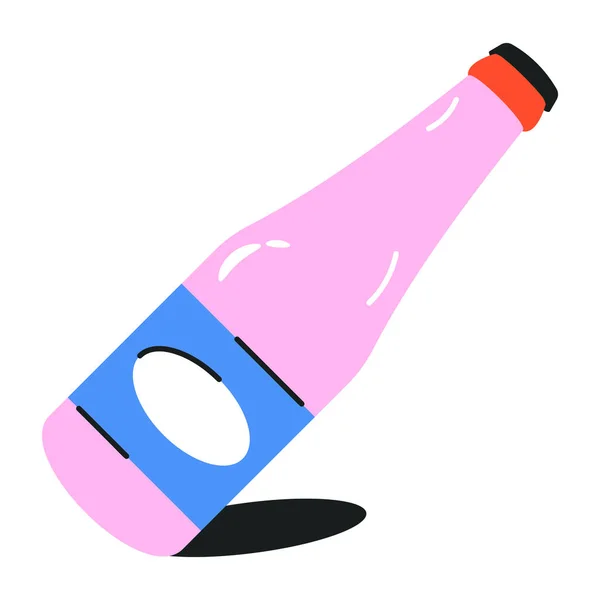 Flat Color Illustration Alcohol Bottle — Stock Vector