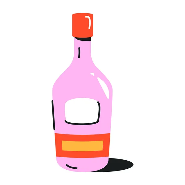 Плоская Цветная Иллюстрация Бутылки Алкоголем — стоковый вектор