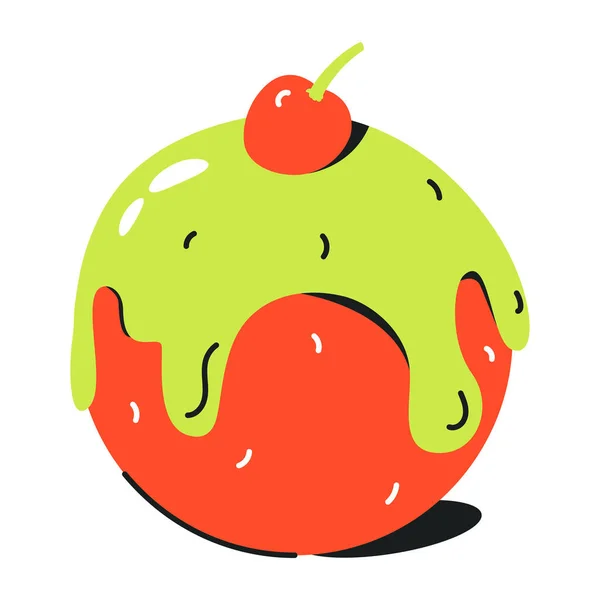 Cartoon Doodle Von Saftigen Apfel Mit Beere — Stockvektor