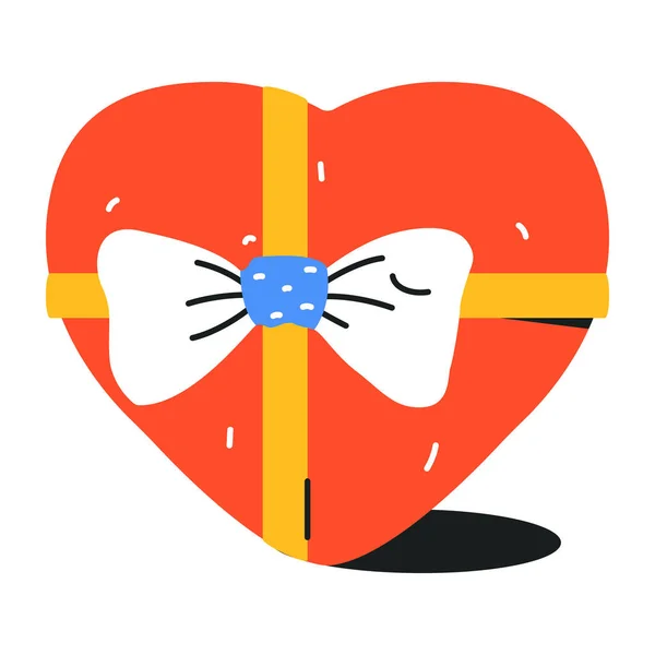 Flache Farbe Stil Karikatur Eines Geschenk Herzförmige Geschenkschachtel — Stockvektor