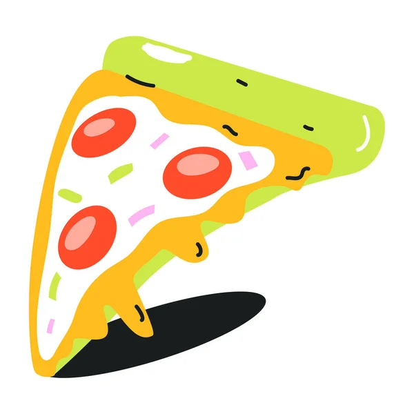 Pizza Med Ost Illustration Vektor Vit Bakgrund — Stock vektor