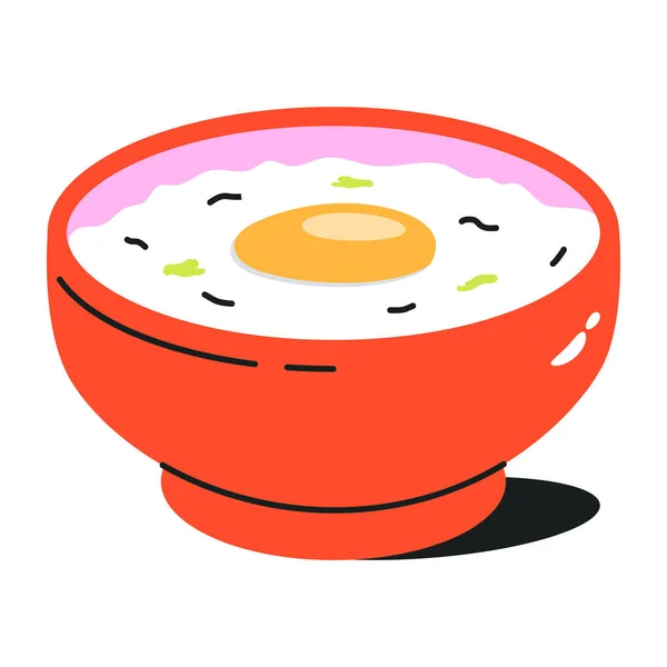 Flat Color Style Cartoon Bowl Soup — Stock Vector