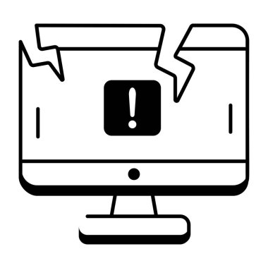 Kırık ekran simgesine sahip dizüstü bilgisayar, özet biçimi